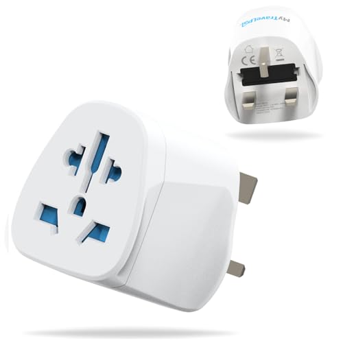 MyTravelPal World To UK Travel Adapter (2 Pack) | UK Safety Standards | 2 x Universal Travel Adaptor With 10A Fuse | Accepts US, Europe, Australia, China Plugs For Use in UK | Type G Adapter
