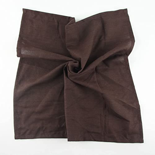 Infei Solid Color Cotton Linen Blended Thin Dinner Cloth Napkins - Set Of 12 (40 X 40 Cm) - For Events & Home Use (Dark Coffee) #TOP4