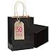 Gcardist 50 Stück Mini-Geschenktüten Schwarz-Geschenktüten aus Papier mit Henkeln–Tasche Partygeschenktüten für vielfältige Verwendungszwecke-12x6x15cm