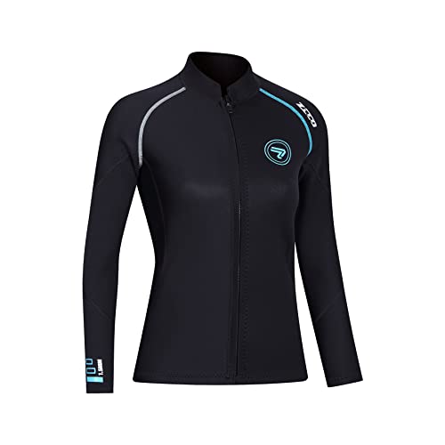 image for ZCCO Wetsuit Top Women's 1.5mm Neoprene Wetsuits Jacket,Front Zipper L