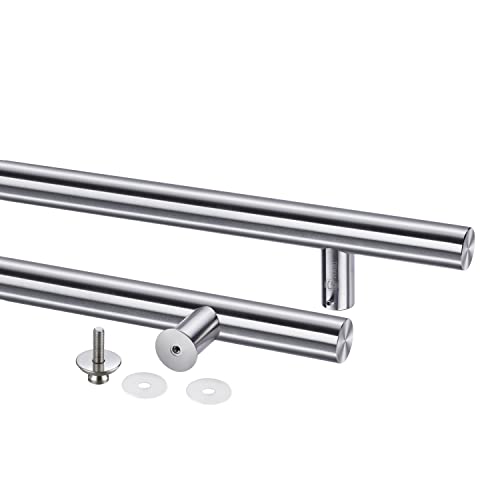 Togu Tg-6012 12 Inches Solid Standoffs Heavy-Duty Commercial Grade-304 Stainless Steel Push Pull Door Handle/Barn Door Pull Handle/Glass Pulls, Full Brushed Stainless Steel Finish #TOP5
