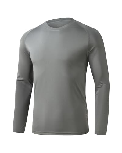 STICKON Mens UPF 50+ Sun Protection Shirts UV SPF Long Sleeve Swim Tee Shirts Lightweight Rash Guard Fishing T-Shirt