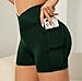 DMMWCX Women's Shorts High Waist Crossover Cycling Shorts Side Pockets Soft Running Yoga Sports Shorts-Black-L