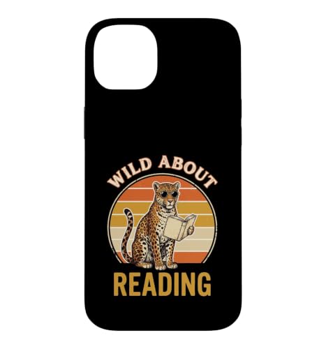 Wild About Reading Leopard �r���e�[�W �T���Z�b�g �O���t�B�b�N �m�x���e�B �X�}�z�P�[�X iPhone 14 Plus �p