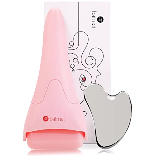 BAIMEI Ice Face Roller und Gua Sha Set, kühlendes Gesichtsroller-Massagegerät, reduziert Augenringe, lindert die Schmerzen Cover