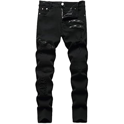 SUPBIRD Boy's Moto Biker Distressed Jeans Cover