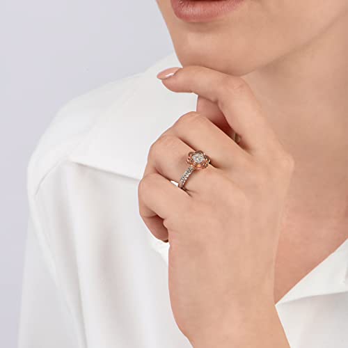 Enchanted Disney Fine Jewelry 14K Rose Gold Over Sterling Silver 1/4 Cttw Belle Rose Composite Ring, Size 7 #TOP3