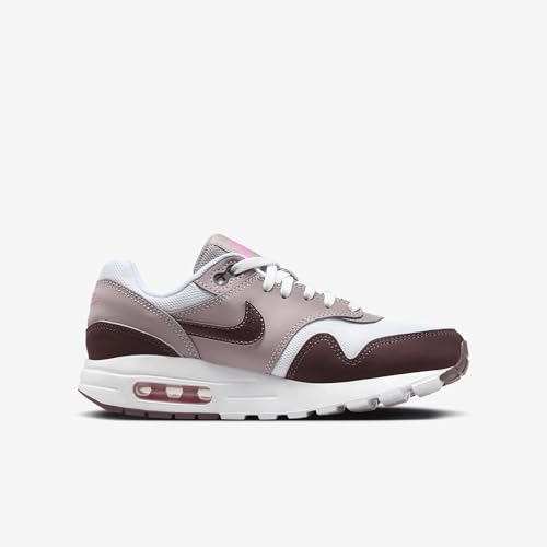 Air Max 1 Big Kids' Shoes (DZ3307-112, White/Light Violet Ore/Playful Pink/Burgundy Crus) Size 13