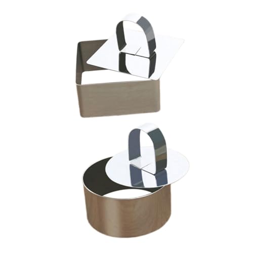 IMIKEYA 2 piezas Anillos de Cocina para Pasteles de Acero Inoxidable Moldes Redondos para Mousse y Postres con Empujador para Repostería y Presentación