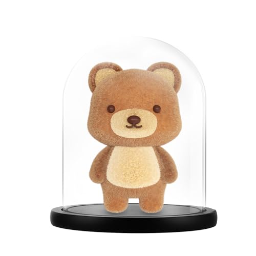 AKOLAFE Campana de cristal con base de madera, color negro, 21 cm de alto, cúpula de cristal, decoración de 15 cm de diámetro, campana de cristal transparente, decoración para muñecas, velas,