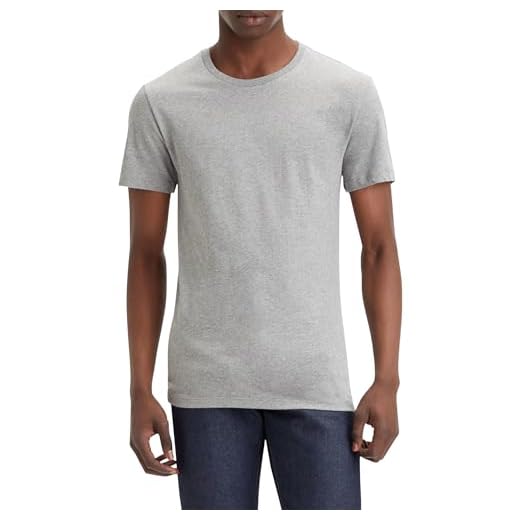 Levi's Slim 2-Pack Crewneck Tee Camiseta Hombre, White/ Med Heather Grey, L