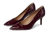 Lauren Ralph Lauren, Women's, Lanette Croc-Embossed Leather Pumps, Dark Garnet, 6, Medium