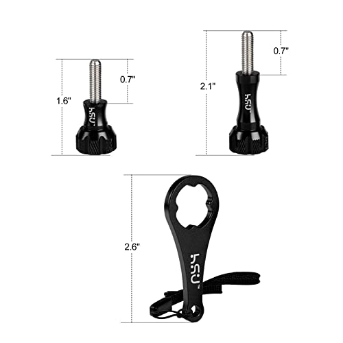 Hsu Aluminum Thumbscrew Set + Wrench For Gopro Session,Hero 11, 10, 9, 8, 7, 6, 5, 4, 3, Akaso Campark And Other Action Cameras (Black,3Pcs) #TOP1
