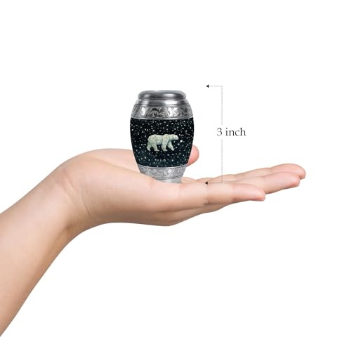 Image of Polar Bear Decorative Urns - Decorative Urns for Male & Female - Cremation Burial Urn - Mini Urns for Human Ashes - Memorial Urns for Adult Male & Female - 3 Inch Pack of 4 - Decorative Urn
