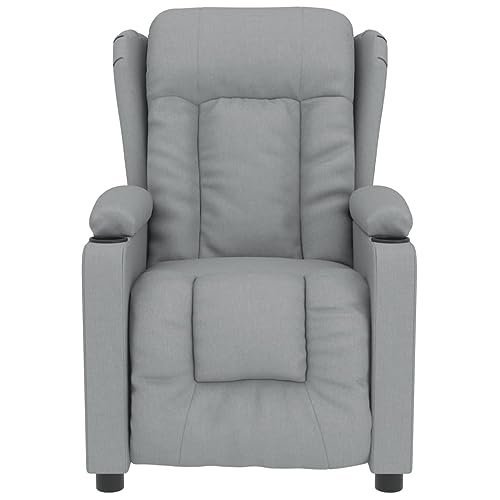 KOIECETA Massagesessel Verstellbar Sessel mit Heizung Relaxsessel mit Liegefunktion Vibrationsfunktion Fernsehsessel Liegesessel Hellgrau Stoff – Bild 4