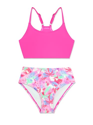 Image of SHEKINI Girls 3 Piece Printed Swimsuit High Waist Bikini Set with Cover Up Pants