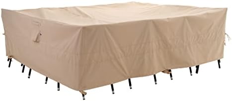 WJ-X3 Large Patio Furniture Cover Waterproof, Rectangular Outdoor Table Chair Set Cover UV Resistant, Heavy Duty Deck Dining Cover, High Wind Resistant, Anti-Fading 108W x 84D x 31H Inches, Beige WJ-X3 Large Patio Furniture Cover Waterproof, Rectangular Outdoor Table Chair Set Cover UV Resistant, Heavy Duty Deck Dining Cover, High Wind Resistant, Anti-Fading 108W x 84D x 31H Inches, Beige