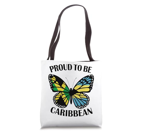 Caribbean Girl Butterfly Jamaica and Bahamas Flags Heritage Tote Bag