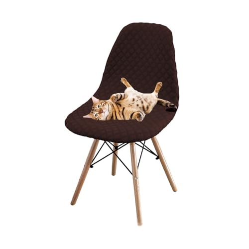 Housse de chaise imperméable style coque lot de 4 marron café - 2