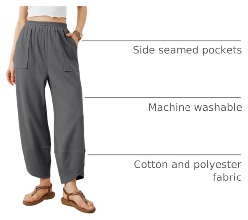 Image of Xiaoxuemeng Womens Baggy Wide Leg Pants Casual Elastic Waisted Palazzo Harem Pants with Pockets