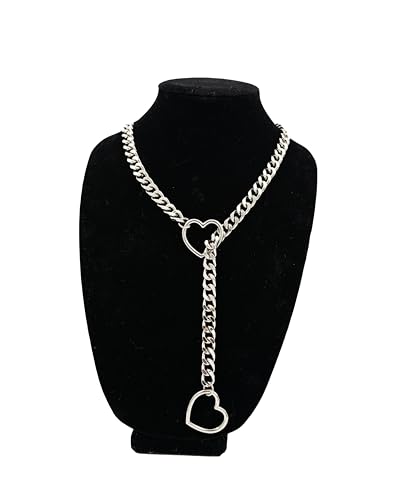 heart o-ring slip chain necklace for women handmade punk gothic cuban necklace jewelry adjustable lariat y-necklace