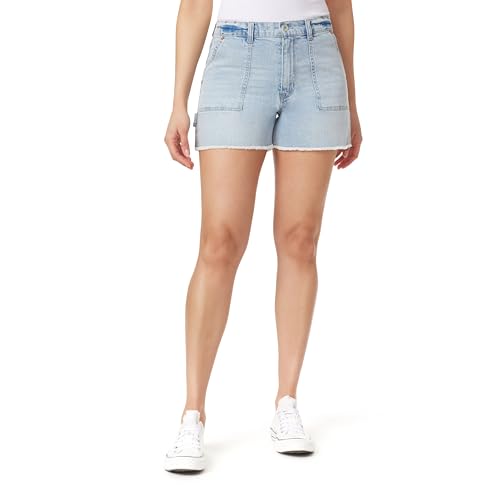 WallFlower Women's Fearless Curvy Denim Fashion Shorts High-Rise Insta Vintage Juniors, Gardenia, 9