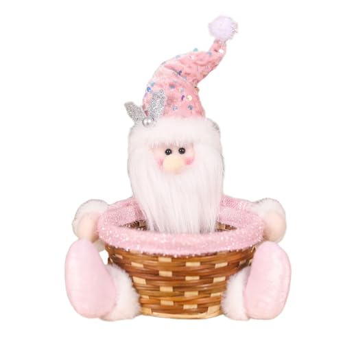 Cesti regalo rotondi in bambù di Natale a tema natalizio cestino di stoccaggio in bambù per carte regalo caramelle cestini display