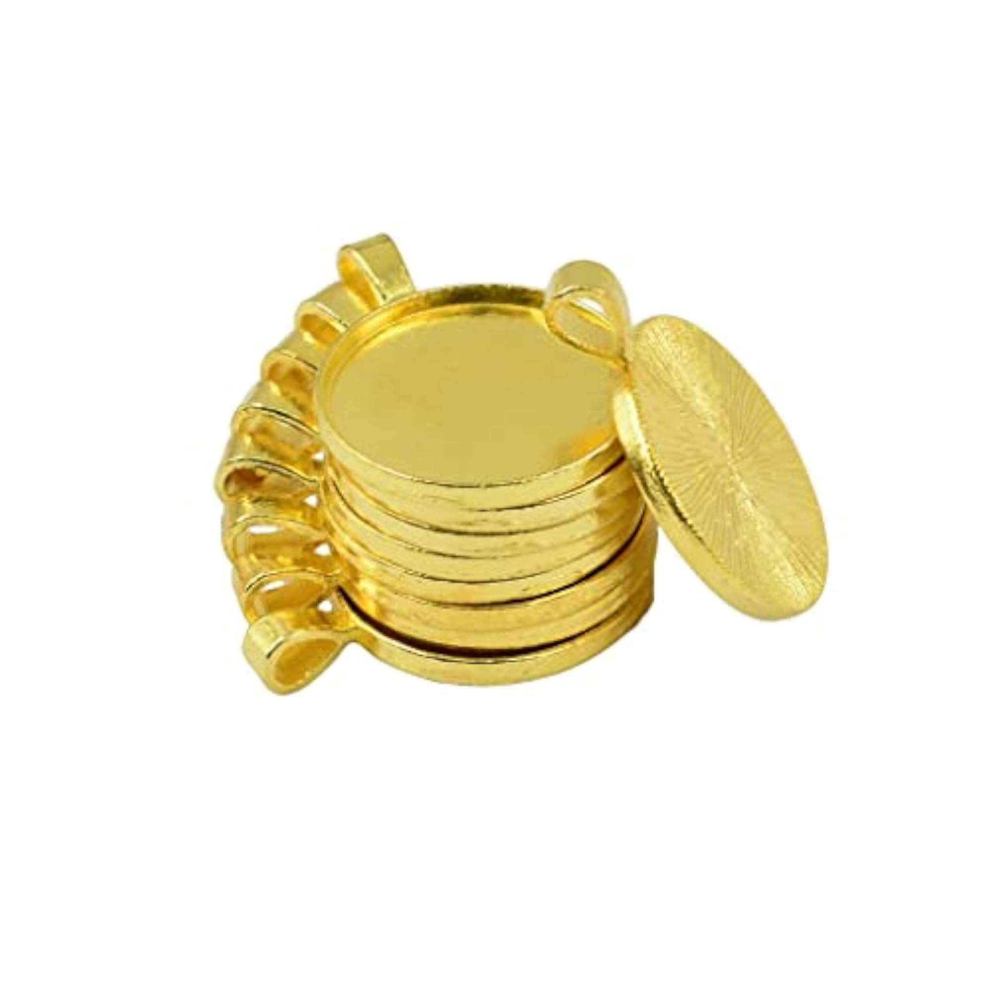 10 Pieces Blank Round Bezel Tray Base for 25mm Cabochon Pendant
