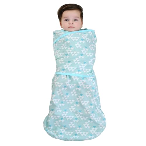 Image of Enrich YLife Baby Swaddle Sack, Adjustable for Startle Reflex, Cotton, 2-Way Zipper for Easy Diaper Changes, Swaddle Bag Swaddle Wrap for Babies 6-12 Months (Green)