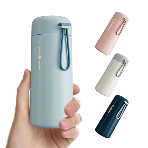 Exllena Botella Térmica Pequeña 250ml – Mini Botella de Acero Inoxidable sin BPA, Aislamiento Térmico 4-6 Horas con Diseño Portátil y Hermético(Azul Grisáceo)