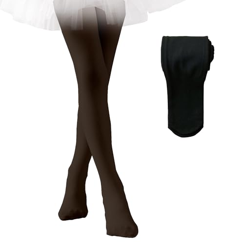 Image of EPEIUS Fleece Lined Tights for Girls Winter Warm Leggings Toddler Thick Thermal Dance Tights 900D Black Nude Ballet Pink
