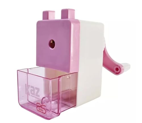 Apontador manual com manivela, ideal para crianças, artistas e estudantes. Versátil para lápis, maqu