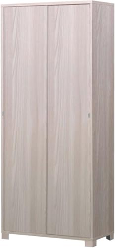Sarmog Armadio2 Ante Scorrevoli, Armadio 2 ante, Armadio Salvaspazio, Armadio camera da letto, Armadio 2 ante con ripiani, 82x41x h190 cm (Senza Specchio, Olmo Chiaro)