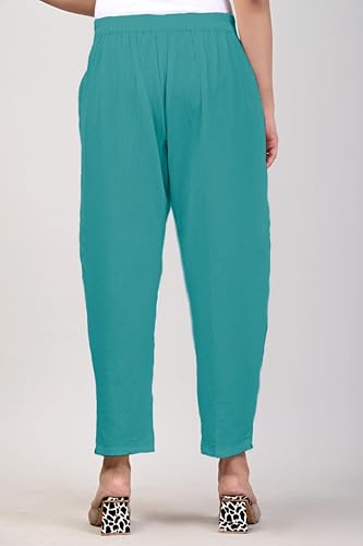 Image of Women Elastic Waist Regular Fit Casual Cotton Trouser Pants