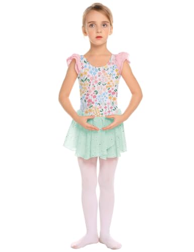 Image of Arshiner Girls Ruffle Sleeve Ballet Dance Dress Tutu Skirted Leotard