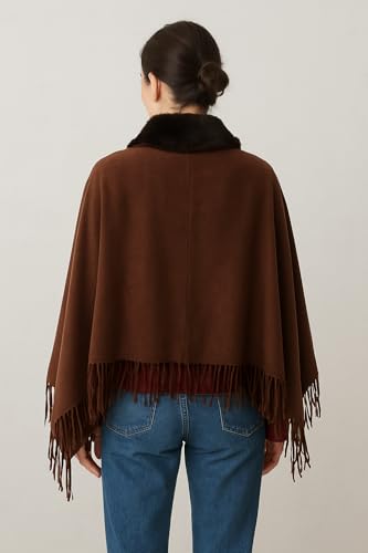 Image of Manra Women's Solid Faux Fur Border Stole Shawl Warm Wrap Cape for Winters (SC 14)