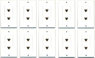 RiteAV Decorativo 1 Gang 2 Port Cat6 - Placa de pared (10 unidades), color blanco y blanco