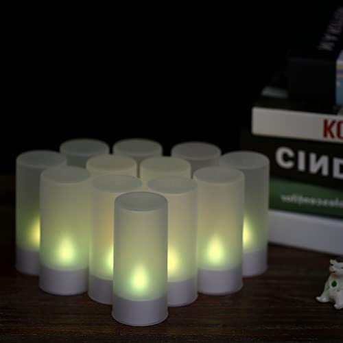 Topyond Lot de 12 Bougies Chauffe-Plat LED à Couleurs changeantes, Rechargeables, sans Flamme, avec télécommande, Tasses givrées, Station de Charge pour fête de Noël, Vacances, Mariage, – Image 4