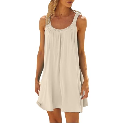 Surttan Strandkleider Damen Sommer Kurz Sommerkleid Bikini Cover Up Strandkleid Strand Kleider Casual Ärmellos Tshirt Kleid Minikleid