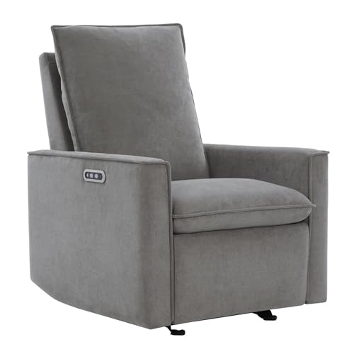 Image of Nurture& Montauk Power Glider Recliner - Premium Nursery Recliner Chair with USB‑A /C, Adjustable Headrest & Gentle Glide, Stain‑Resistant Upholstery, Comfortable & Space‑Smart, Gray