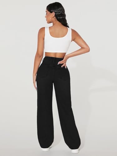 Image of Solid High Waist Ripped Straight Leg Pant & Trouser for Women's & Girl's