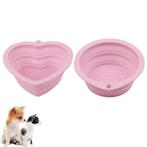 折りたたみ式犬用ボウル ポータブル猫用食器 2個セット ゆっくり給餌機能付き 旅行 ハイキング キャンプ ウォーキング用