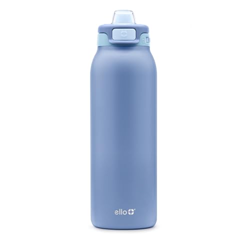 Ello Pop & Fill 32oz Stainless Steel Water Bottle with Quick Fill Technology, Double Walled and Vacuum Insulated Metal, Leak Proof Locking Lid, Sip and Chug, Reusable, BPA Free, Raincloud
