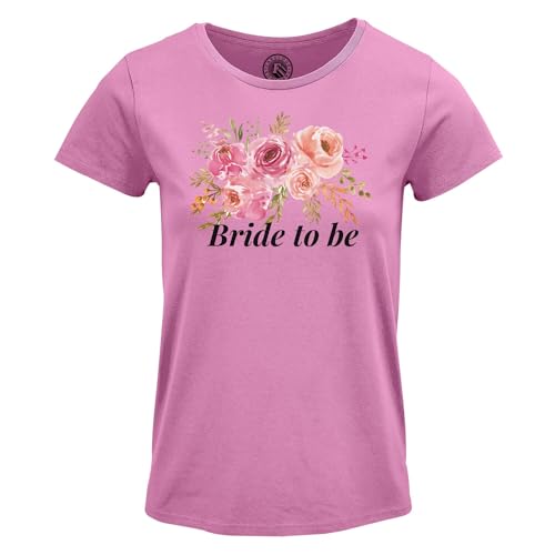 T-shirt femme col rond Bride to Be avec motif bouquet aquarelle pour mariage