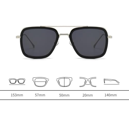 Vintage Aviator Square Sunglasses for Men Women Glasses Metal Rectangle Vintage Transparent Trendy Sunglasses3
