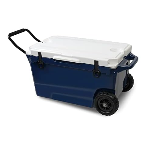 TRY & DO 50QT Cooler Portable Ice Chest with Wheels and Handle, Ice Chest for Camping Ideal for Fishing, Travel and Other Outdoor Activities, Keeps Ice for Up to 5 Days, Navy Cover
