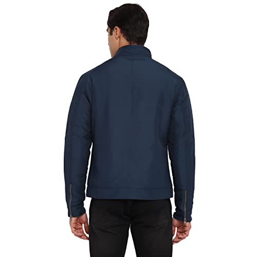Image of Red Chief Men Teal Full Sleeve Solid Regular Fit Polyester Standard Length Casual Jacket