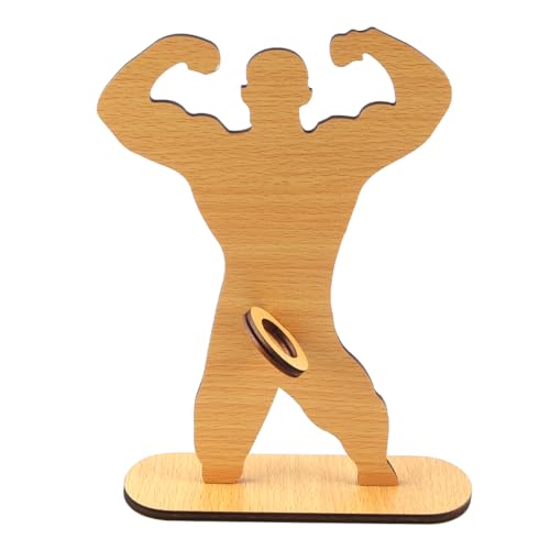 Sarini Muskelmann-Figur aus Holz, Geschenk zum Geburtstag, kreative Holzdekoration für Fitnessbegeisterte, lustiges Geschenk für Freunde und Familie, einzigartiges Sportgeschenk für besondere Anlässe