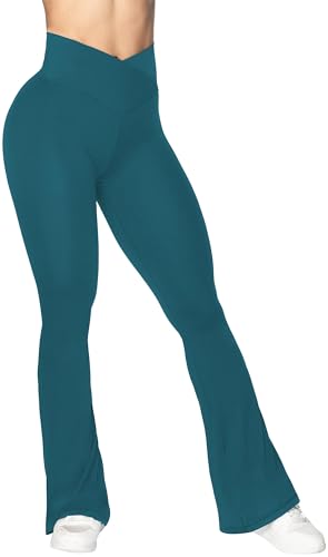 Image of Sunzel Flare Leggings, Crossover Yoga Pants with Tummy Control, High-Waisted and Wide Leg