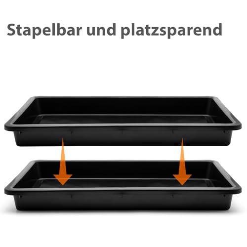 BigDean 2 Stück Pflanzschale 59x39x6 cm ideal als Pflanzwanne, Katzenklo & Ölwanne geeignet – große Kunststoffwanne Made in Germany